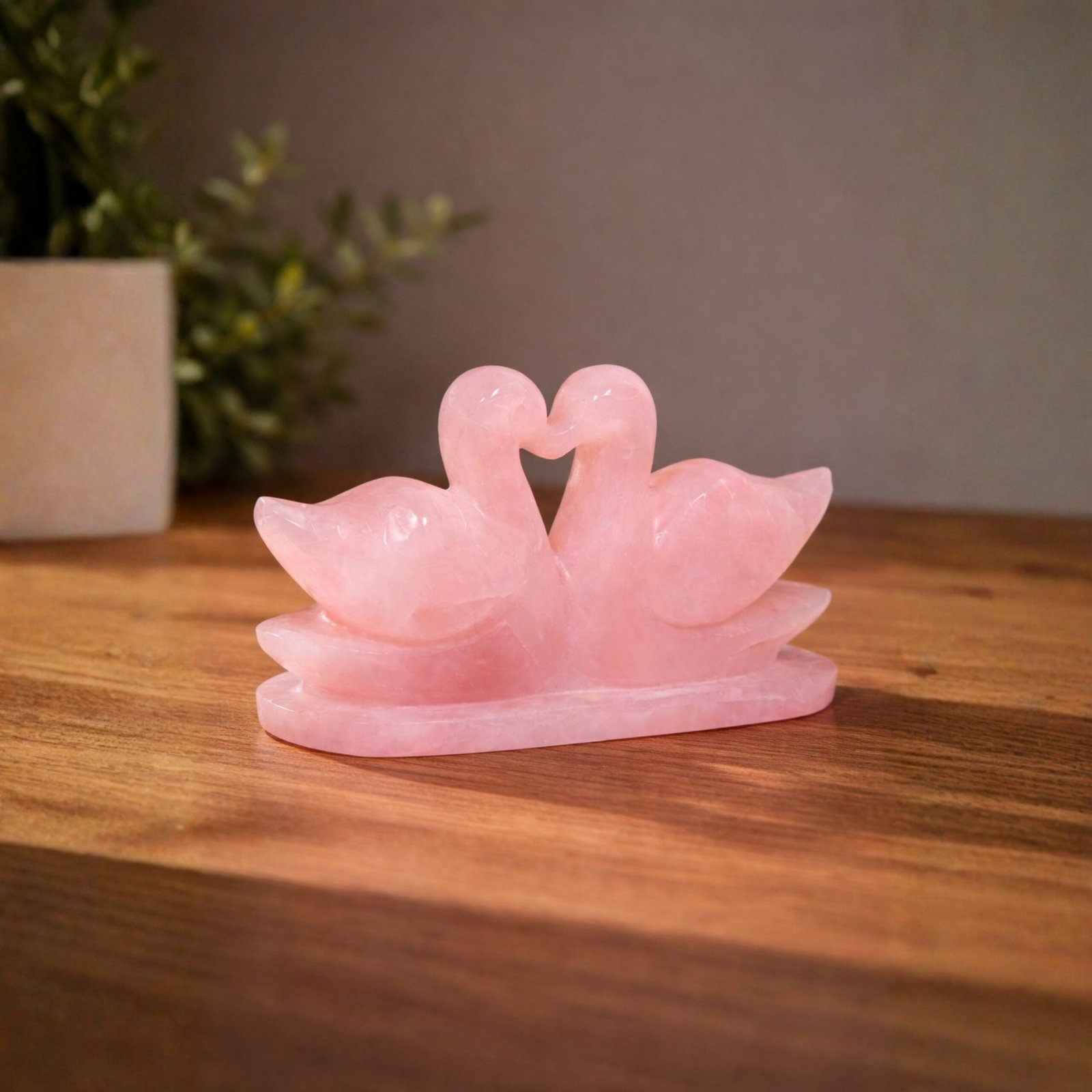 Eternal Love Swans (Rose Quartz)